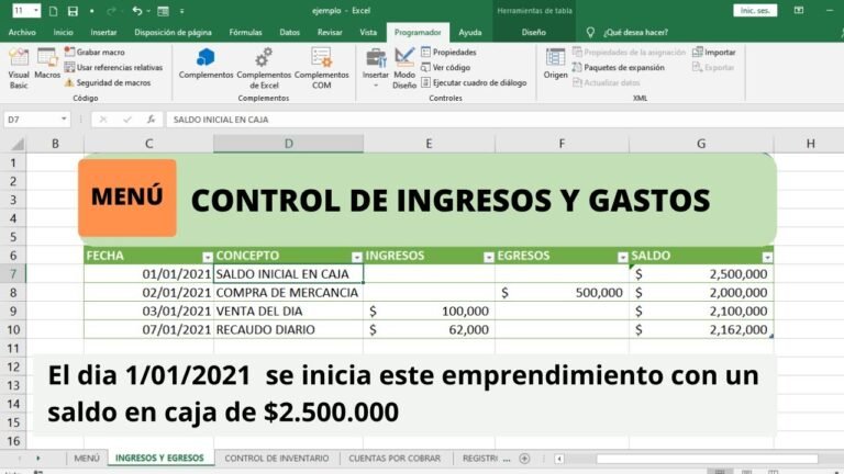 como crear una tabla de ingresos y egresos en excel facilmente