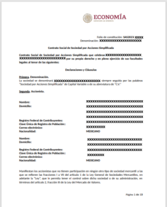 como elaborar el acta constitutiva de una sociedad por acciones simplificada